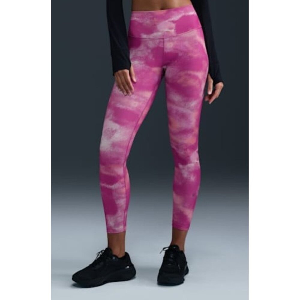 Nike One Women's High-Waisted 7/8 Printed Leggings Size XS in Pink